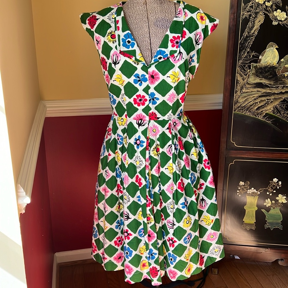 Small Emily and Fin Annie Dress in The Square Garden Print